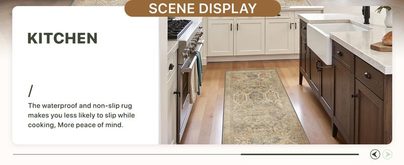 GENIMO Area Rugs, Ultra-Thin Foldable Low Pile Machine Washable Rug, Lightweight Machine Washable Rugs for Living Room Bedroom