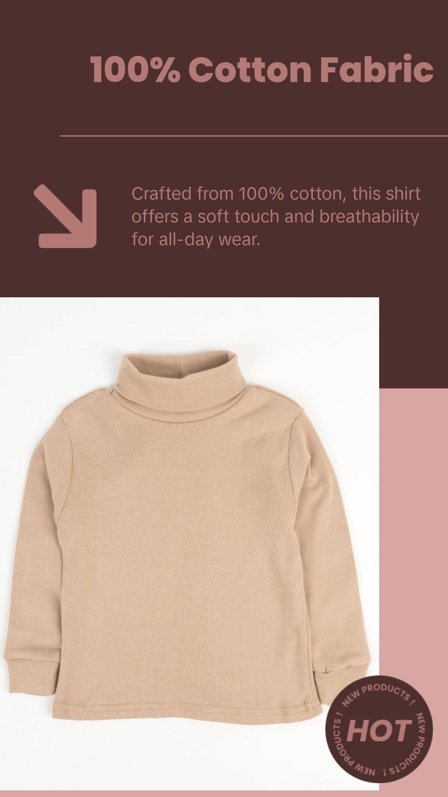 Cotton Neutral Turtleneck Shirts