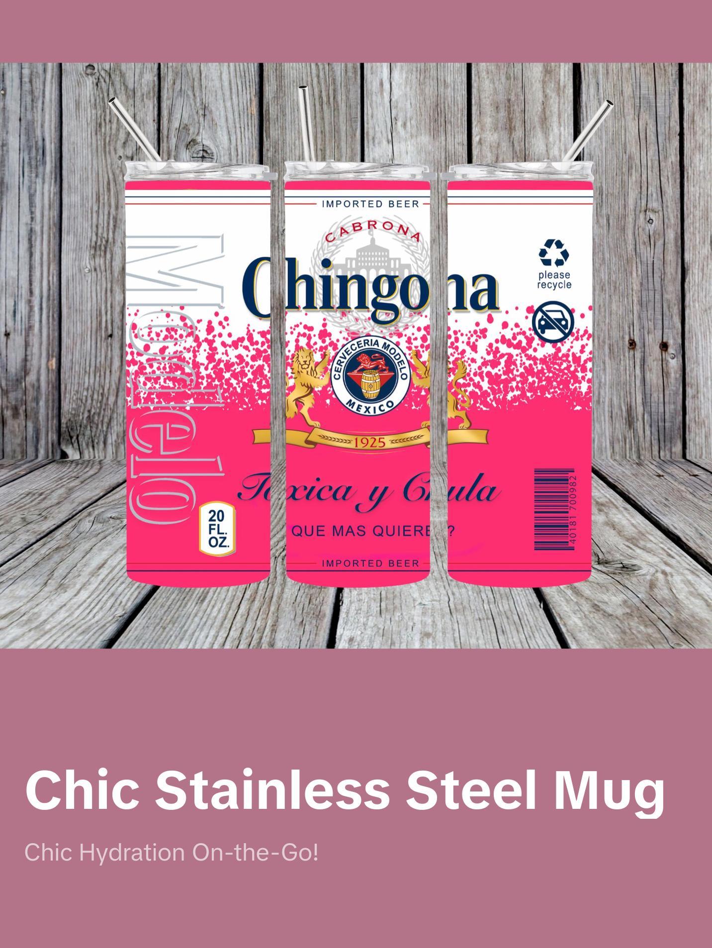 Modelo Chingona 20 oz Tumbler with Regular Lid - Perfect for Your Beverage - Bottle, Drinkware stainless steel water bottle cup