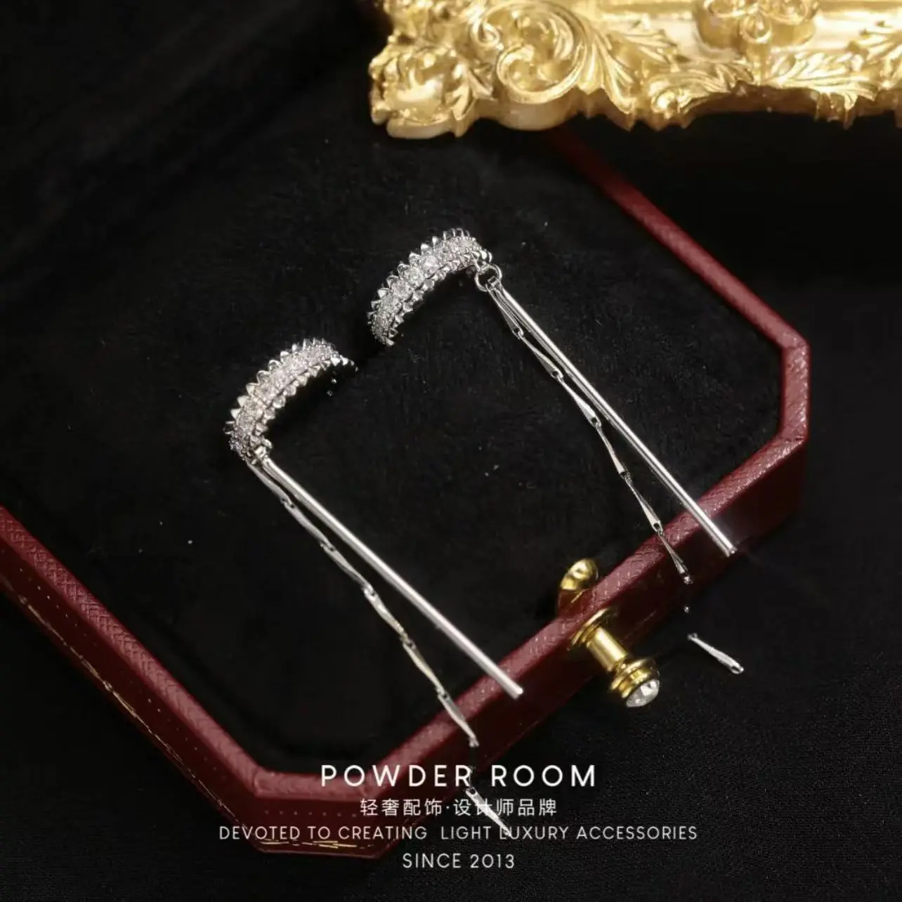 LisiZen No Piercing Needed Micro Pave Zircon Chain Long Stick Ear Cuff Fashionable Metal Style Earrings for Women DZEH5085