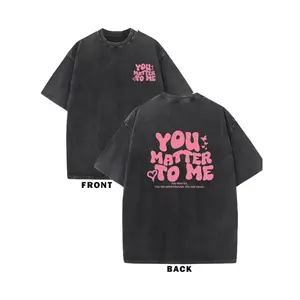 YOU MATTER TO ME Men's washed cotton T-shirt, vintage pure cotton T-shirt, animated printing, streetwear, summer casual T-shirt, rock clothing