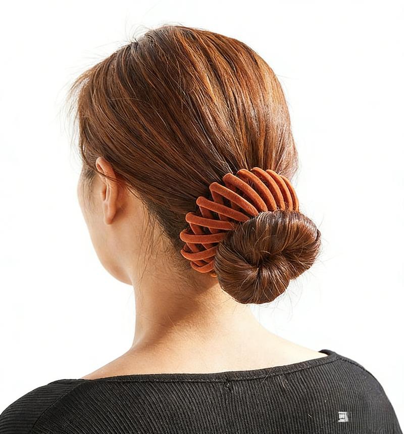 Bohemian Style Bird Nest Magic Hair Clips Set 7pcs, Elegant Cute Hollow, Out Round Plastic Hair Bun Accessories for Women with Wedding Festival Hair Decor