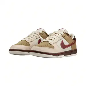 Nike Dunk Low Retro Leopard Khaki Team Red Women's - Perfect For Casual Footwear Walking Shoes Sneaker Trainer Girl