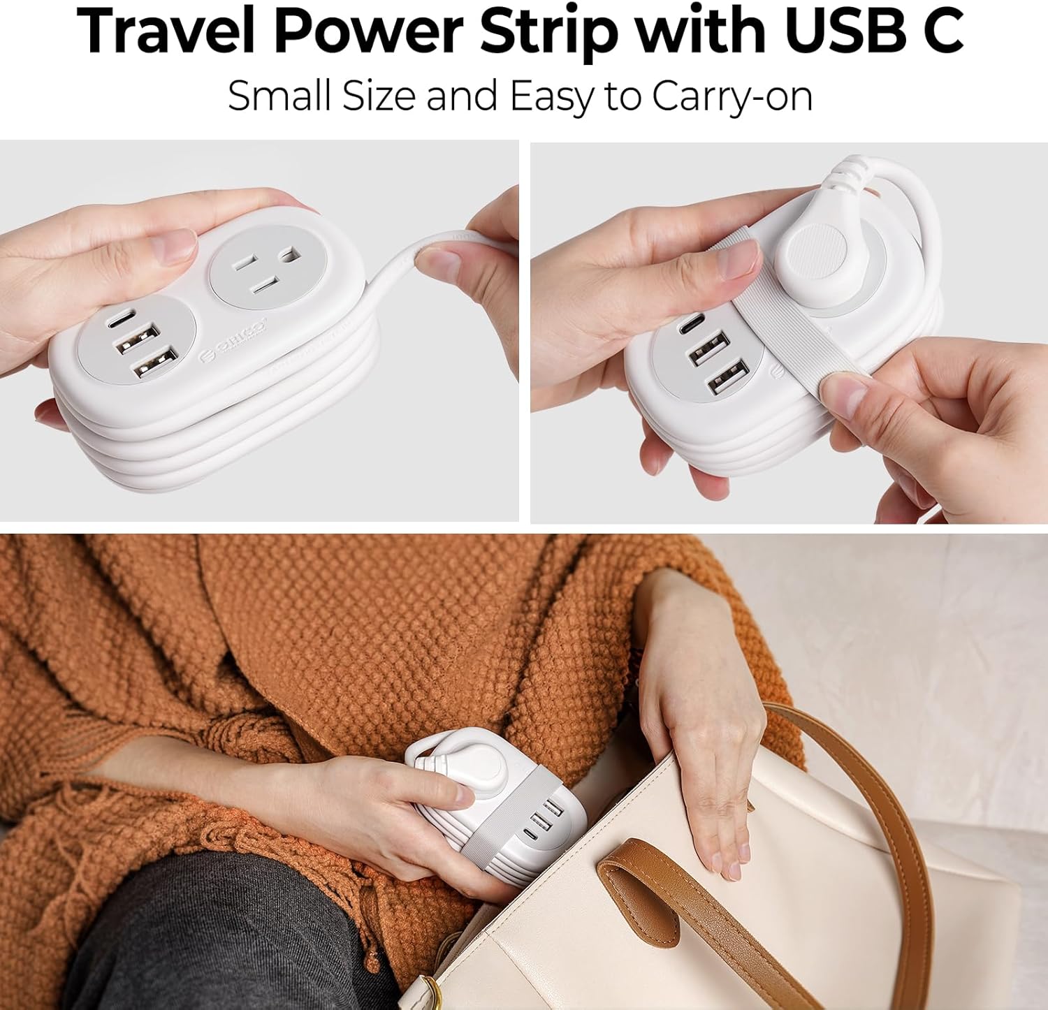 ORICO Travel Power Strip, 3.7FT Small Extension Cord, Portable Power Strip Flat Plug with 2 AC Outlets 3 USB Ports (1 USB C), Multi Plug Extension Cord for Travel, Cruise, Office, Hotels -AP3-2A ORICO Travel Power Strip, 3.7FT Small Extension Cord, Portable Power Strip Flat Plug with 2 AC Outlets 3 USB Ports (1 USB C), Multi Plug Extension Cord for Travel, Cruise, Office, Hotels -AP3-2A