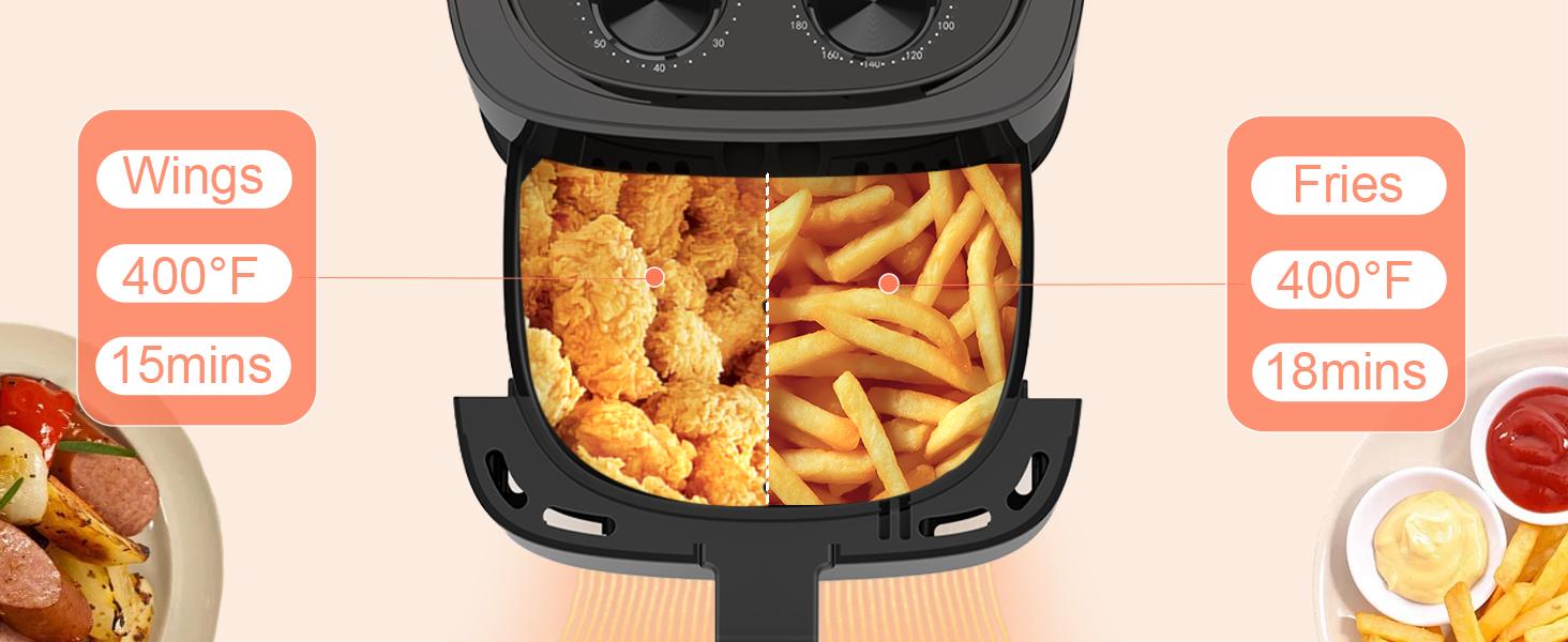 OSTBA 4.5QT Air Fryer with Tempered Glass LED Touch Screen, 6 Presets One-Touch Cooking, Adjustable Temp & Time, Dishwasher Safe Nonstick Basket, Oil-Free Healthy Cooking, 1–4 People