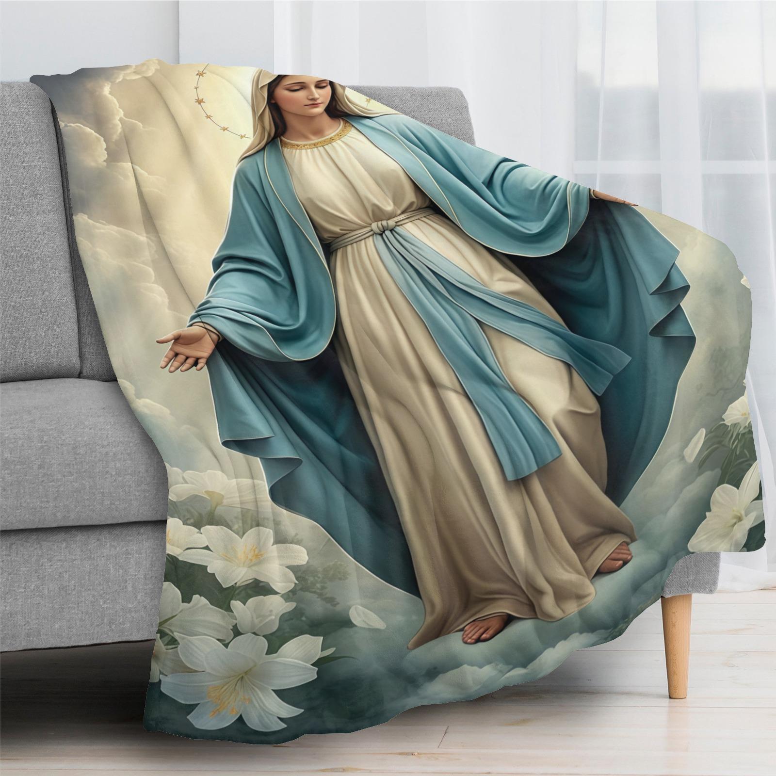 Virgin Mary Blanket Wrap Yourself in Divine Comfort Soft Funny Throw Blanket Cozy Lightweight Plush Portable Cover Blanket For Sofa,Warm Gift For Birthday,Christmas,Multiple Blanket