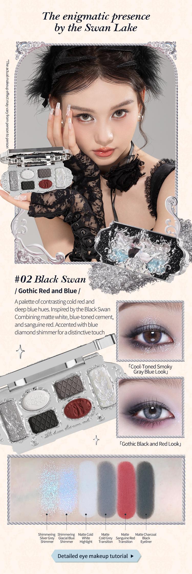 Flower Knows Swan Ballet Collection Six-Color Makeup Palette, 6-Color Palette with Matte & Shimmer Shades for Any Occasions, Long-Lasting, High Pigment, Blendable Glitter & Powder, Summer Gift, Makeup Beauty Cosmetics