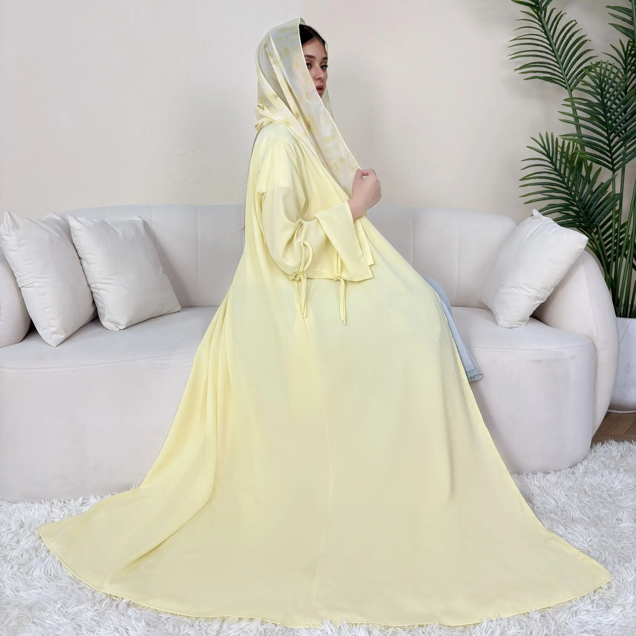 CL78 Elegant Modest Abaya Kaftan – Long Sleeve Open Front Maxi Robe for Women,fashionweek.