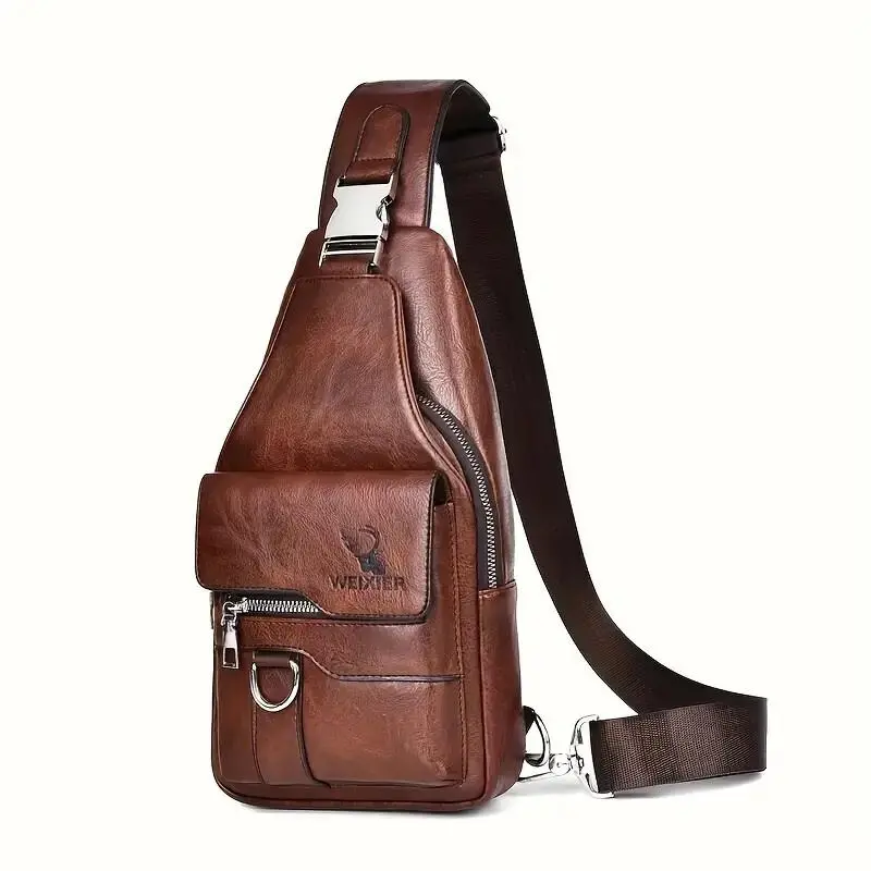 Waterproof PU leather messenger bag for men and women, durable, wear-resistant, with shoulder strap, zipper closure and multifunctional design, suitable for sports, hiking and outdoor use, Halloween gift, Christmas gift, Thanksgiving gift