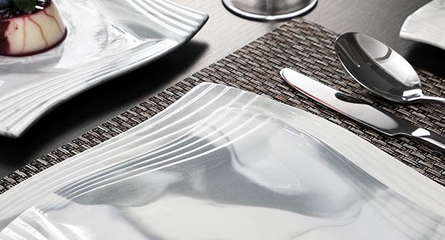 MALACASA Porcelain Dinnerware Sets 30 Pcs with Square Dish Set, Dinner Plates, Dessert Plates, Soup Bowls, Cups & Saucers, Series Amparo Cutlery Tableware Winter Holiday