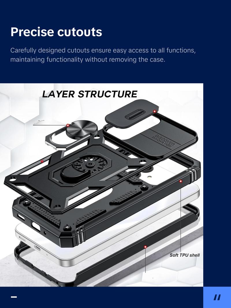 Sansumg Galaxy A16-5G Phone Case: Galaxy A16 5G Screen Protector [2 Packs] with Camera Cover, Military-Grade Heavy Duty Protection Cell Android Basic Funda para Samsung Galaxy A 16 5G Phone, Black