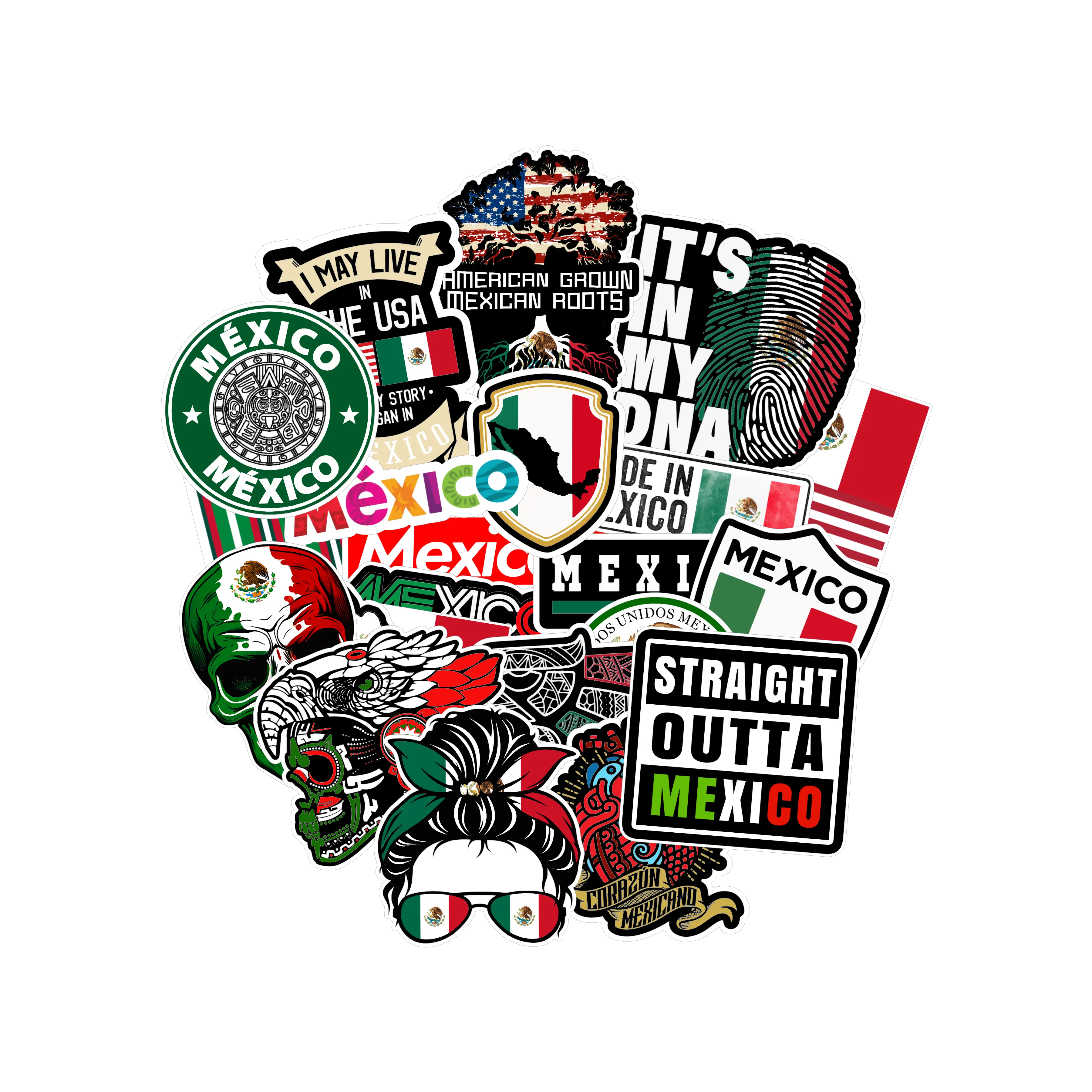 Mexican Heritage Vinyl Sticker Pack - 22 Durable 3mm Vinyl Stickers, All-Season & Dishwasher Safe Decor Decorative Set  Ornaments