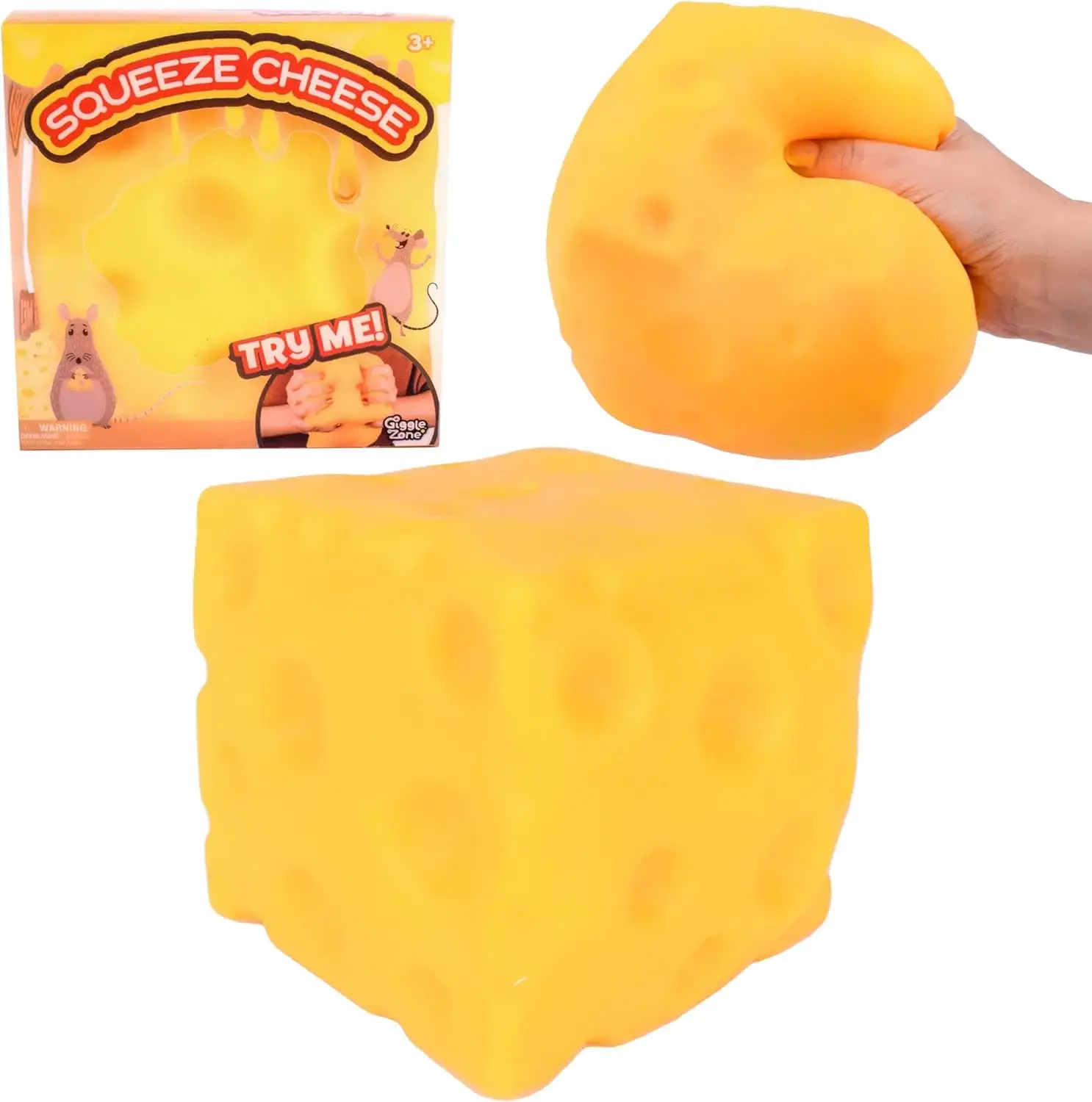 Yellow Squishy Cheese Block Fidget Toy - Soft Moldable Squishy, Fidget Squishies, Sensory Squeeze Stress Ball for Play, Relaxation at Home, Squishy Stress Balls, Sensory Stress Reliever