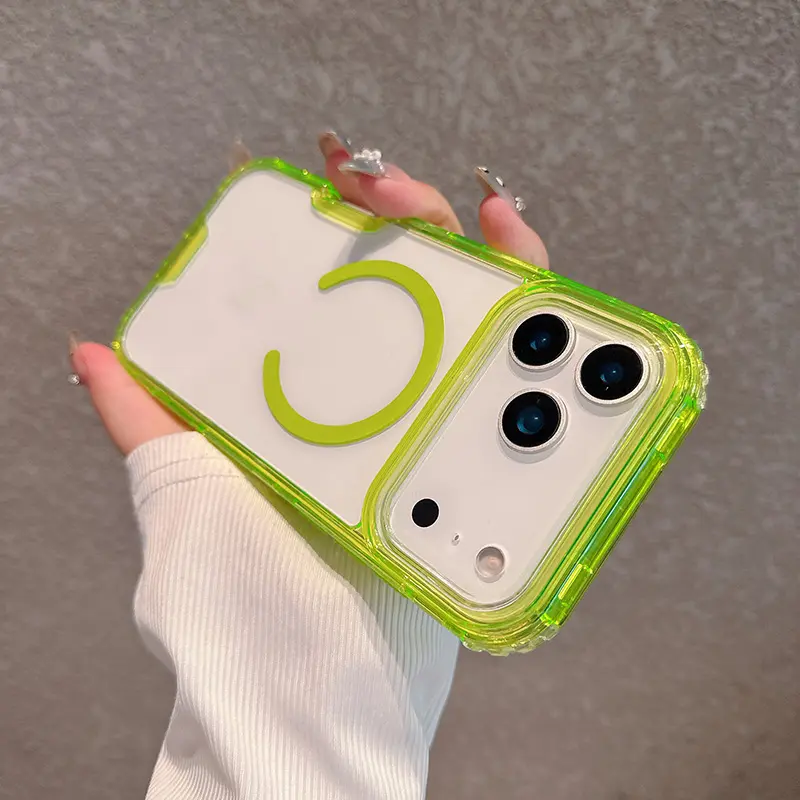 For iPhone 17 Pro Max 17 Air Magnetic Neon Color Transparent Wireless Charge Case Clear Back Cover