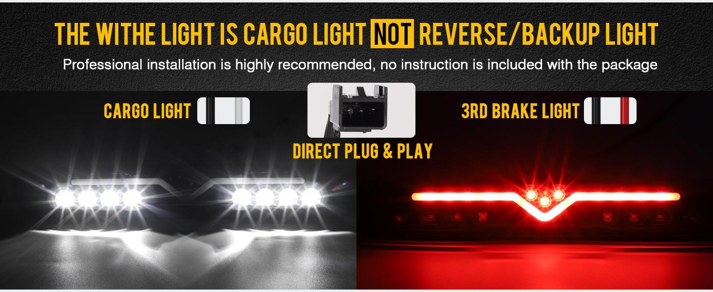 Partsam High Mount Stop Light LED 3rd Brake Replacement for 07-13 Silverado/Sierra 1500 2500HD 3500HD 3rd Rear Cab Roof Center Tail Cargo Lamp