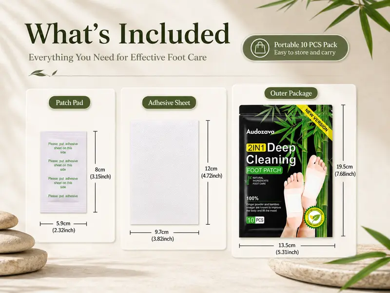 Natural Ginger + Bamboo Vinegar Detox Foot Pads for Adults, Deep Sole Cleanse, Toxin Removal, Stress Relief, Sleep Aid & Alternative Therapeutic Wellness Foot Care