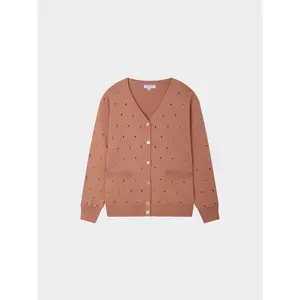 Grommet Cardigan-Peach