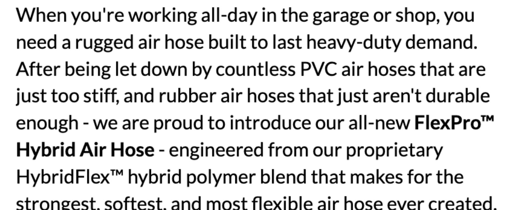 FlexPro™ Hybrid Air Hose (3/8" x 50 ft) | Dual 1/4" M-NPT Fittings (Storm Gray)