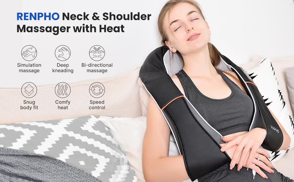 RENPHO Shiatsu Neck and Shoulder Back Massager with Heat, Electric Deep Tissue 3D Kneading Massage Pillow for Waist, Leg, Calf, Foot, Arm, Full Body Gift Choice for Man Women