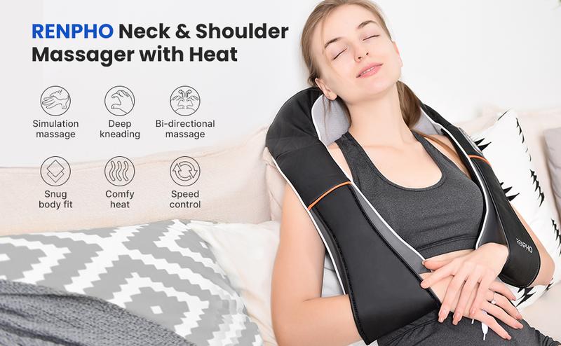 RENPHO Shiatsu Neck and Shoulder Back Massager with Heat, Electric Deep Tissue 3D Kneading Massage Pillow for Waist, Leg, Calf, Foot, Arm, Full Body Valentines Day Gift Choice for Man Women RENPHO Shiatsu Neck and Shoulder Back Massager with Heat, Electric Deep Tissue 3D Kneading Massage Pillow for Waist, Leg, Calf, Foot, Arm, Full Body Valentines Day Gift Choice for Man Women