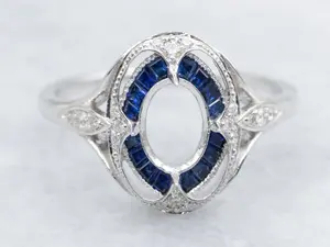 The Canterbury Sapphire and Diamond Halo Semi-Mount Ring