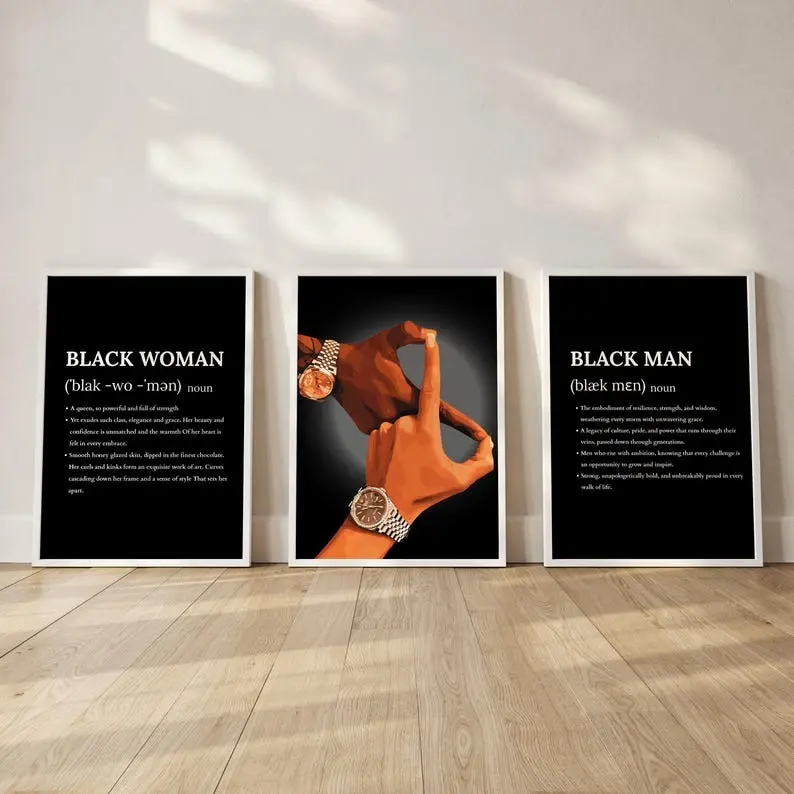 Black Couple Definition Wall Art; Hypebeast Room Decor, Culture Poster Unframed