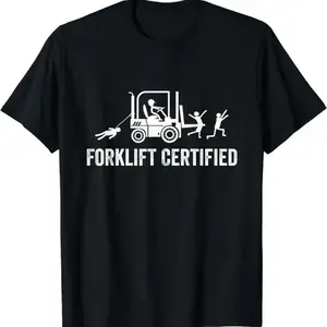 [100% Cotton] Forklift Certified Shirt, Funny Certified Forklift Operator T-Shirt Graphic tees  Golf Gift T-Shirt For Men and Women