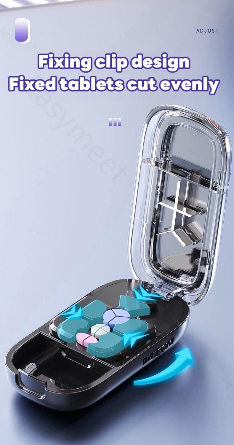 [Father's Day Gift]Upgrade-Designed Compact Pill Splitter Box-3-in-1 Medicine Cutter for 1/4 1/2 & 1/3 Doses |Portable Tablet Organizer for Travel, Pet Medication & Daily Use | Fits Different Pill Sizes, Multicolor optional,Pillcutter,Thanksgiving
