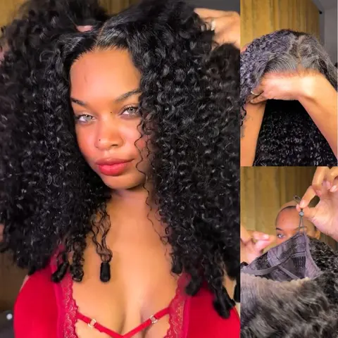 [Updated with Drawstring] Suntuhair 250% Density Full 5X5 Pre Cut Lace Frontal Burmese Curly Virgin Human Hair Wigs Pre Plucked Tiny Knots Wig Beginner Friendly, Glueless Frontal Wig