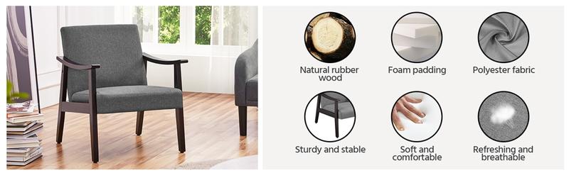 Yaheetech Accent Chair, Mid-Century Modern Armchair with Solid Wood Legs Reading Leisure Chair with High Back for Living Room Bedroom