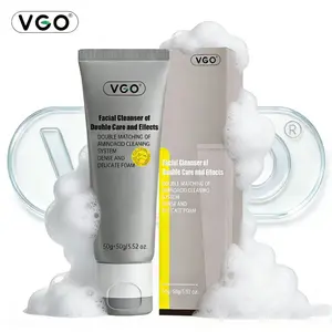 VGO Facial Cleanser of Double Care and Effets 50g All types of skins Cleanse and moisturize Cleansing Skincare Gentle Charcoal Coconut Daily Foam Hydrating ComfortMoisturizer-A proactive cleanser