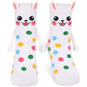 Funny Bunny Socks, Crazy Animal Magnetic Hand Holding Socks Easter Gifts for Women Friends Teen Girls
