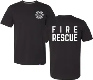 Fire Dept. Fire Rescue Performance T-Shirt | 100% Polyester Firefighter Athletic Double Side Print Tee