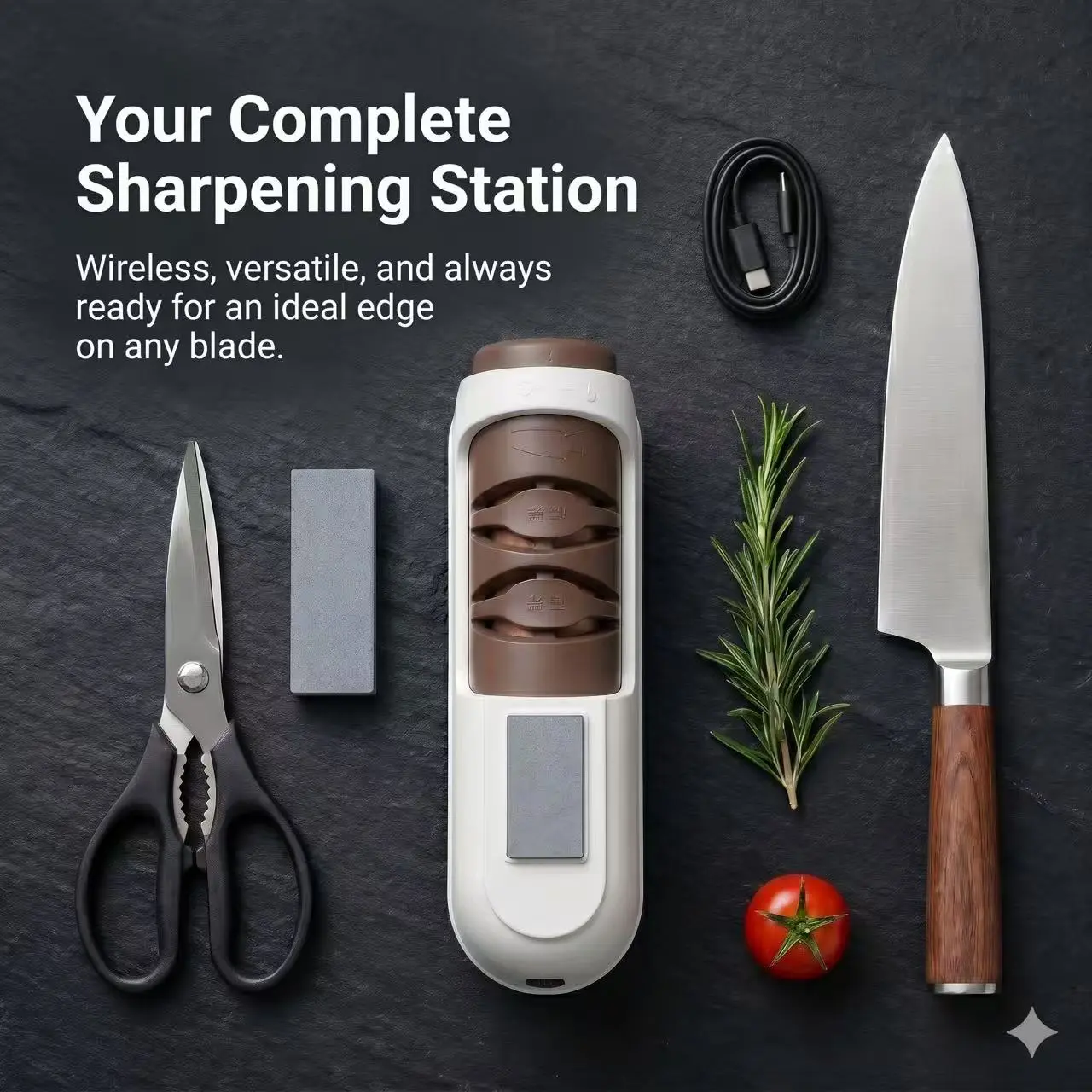 [Deals For You] Electric Knife Sharpener , Portable Rapid Knife Sharpener & Kitchen Knife Sharpener (with Suction Base) | for Knives, Scissors, Cleavers & Outdoor Tools | Sharpener (Non-Slip) ， Kitchen Essentials,durable kitchen tools,Father’s Day