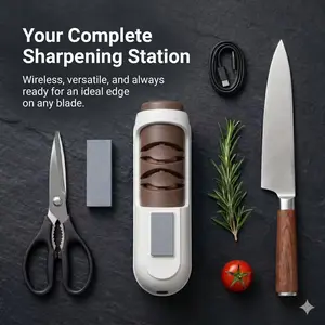 [Deals For You] Electric Knife Sharpener , Portable Rapid Knife Sharpener & Kitchen Knife Sharpener (with Suction Base) | for Knives, Scissors, Cleavers & Outdoor Tools | Sharpener (Non-Slip) ， Kitchen Essentials,durable kitchen tools,Father’s Day