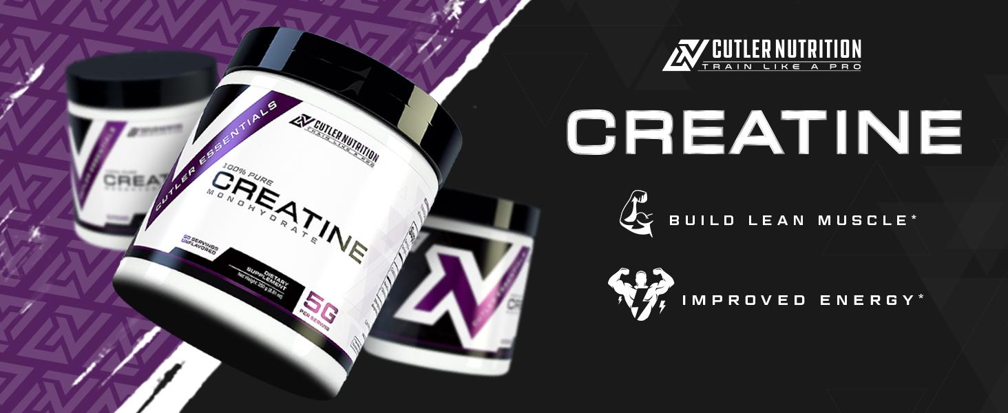 Cutler Nutrition Creatine Monohydrate Supplement Unflavored For Muscle Health, Recovery, and Brain Health 3rd Party Tested