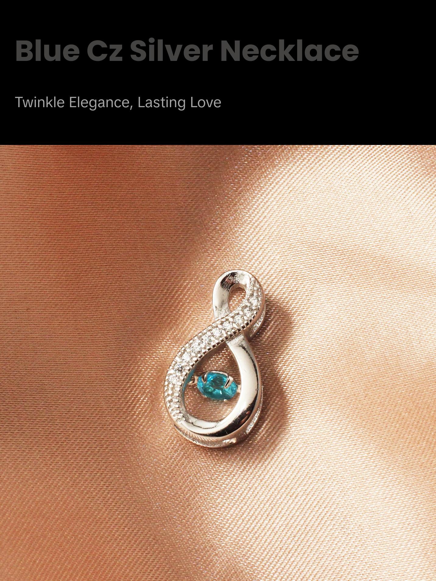 Blue Cubic Zirconia Sterling Silver Necklace Blue Cubic Zirconia Sterling Silver Necklace