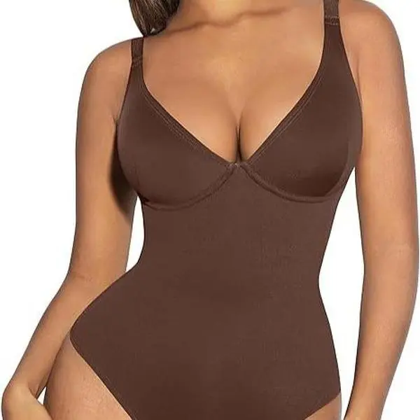 FeelinGirl Women V Neck Bodysuit Thong Tummy Control Shapewear Basic Fabric4 Fashion Womenswear Summervibes