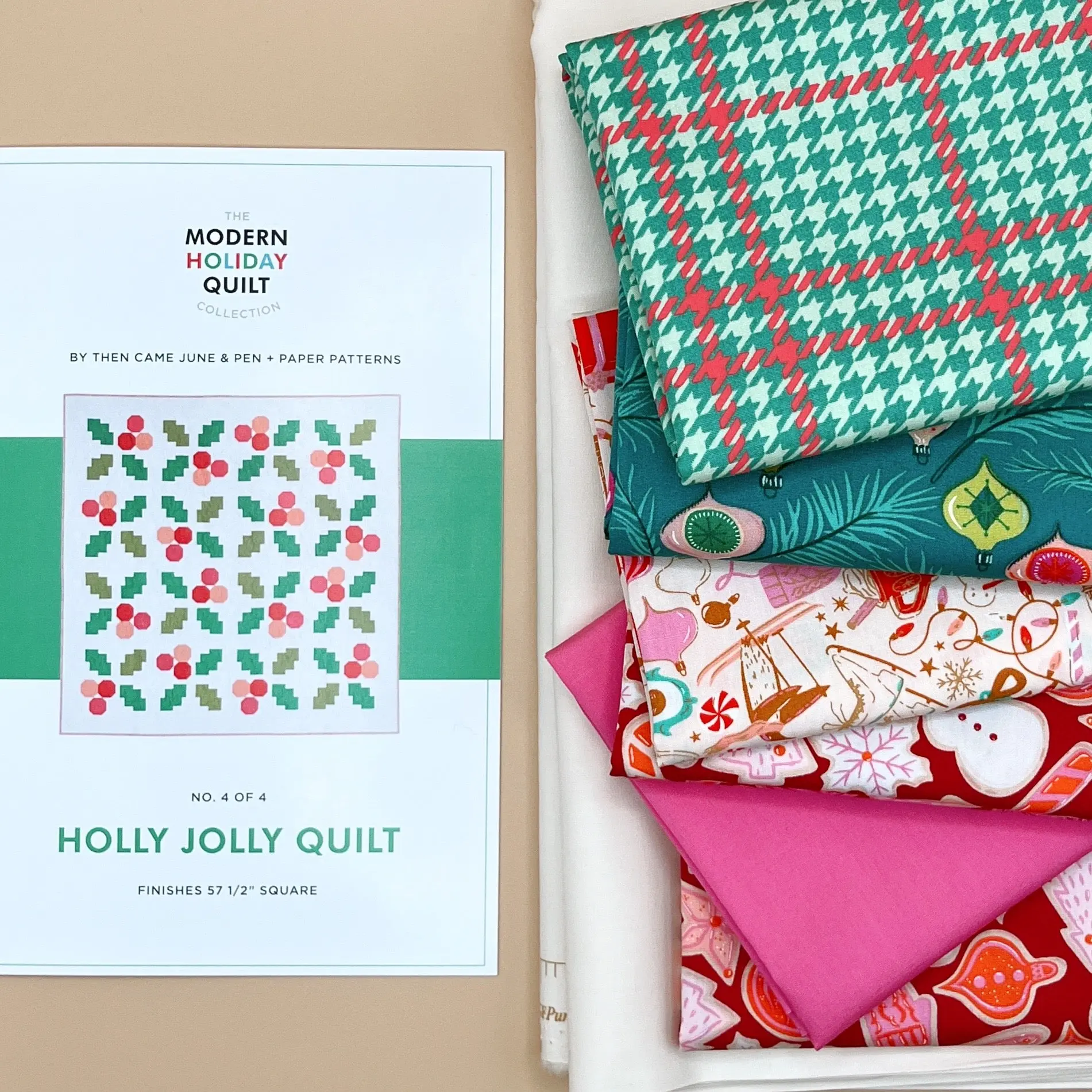 Holly Jolly Christmas Quilt Kit by Art Gallery Fabrics - Cotton Fabric, Festive Colors, Simple Piecing, Holiday Decorations, Handmade Gift Option