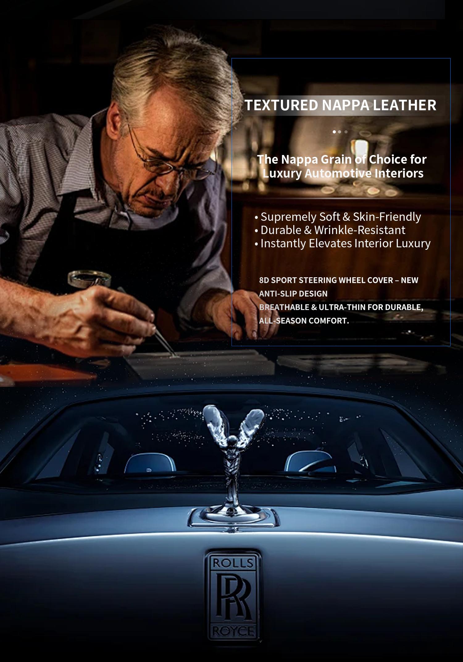 Jeep Wrangler Steering Wheel Cover for Men, Fits Grand Cherokee, 8D Heavy Duty Leather Grip, Cool Truck Stuff, Anti-Slip Handle Protector Accessories