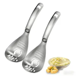 2PCS Heavy Duty Food Grade Stainless Steel: Multifunctional Potato Masher with Slotted Spoon & Raw Egg Separator, Durable Kitchen Gadget for Mashing Potatoes, Avocados, Vegetables & Beans, Easy Clean & Dishwasher Safe.