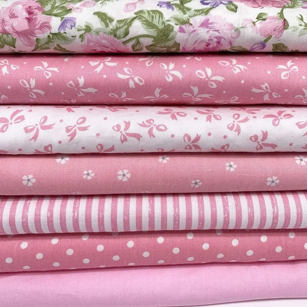 7Pcs 20 x 20 inch Cotton Fabric DIY Making Supplies Quilting Patchwork Fabric Fat Quarter Bundles DIY for Quilting Cotton Patchwork Cushions (Peony/Pink)  - Home Improvement.
