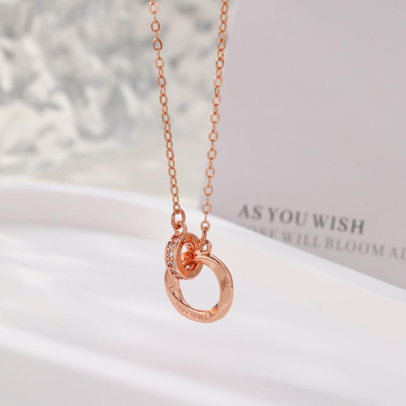 CAROVO Double Interlocking Circles Necklace, Cubic Zirconia Necklaces for Women, infinity Pendant Necklace 14K Gold Plated, Jewelry Gifts for Women Girls, Anniversary Birthday Christmas