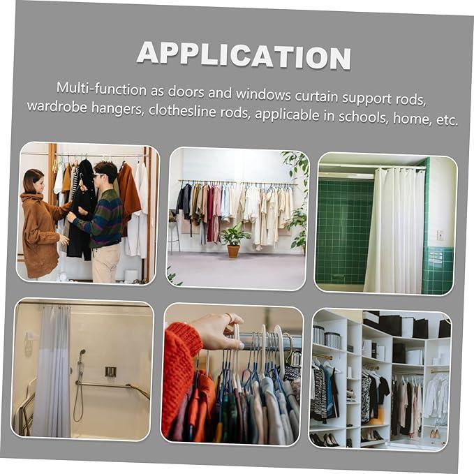 Adjustable Drill-Free Telescopic Tension Rod, Heavy Duty Stainless Steel Hanging Rod for Clothes & Curtains, No-Damage Installation for Bathroom, Closet, Window & Room Divider