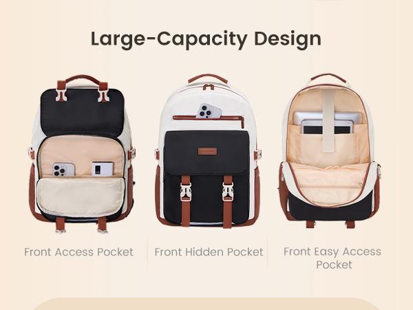 LOVEVOOK School Backpack for Teen Girls，Casual School Backpack 14-18 Teenage 15.6-16 Inch Laptop Bookbag, Cute Big Student Laptop Backpack for College Women Middle High School Travel Daypack, black