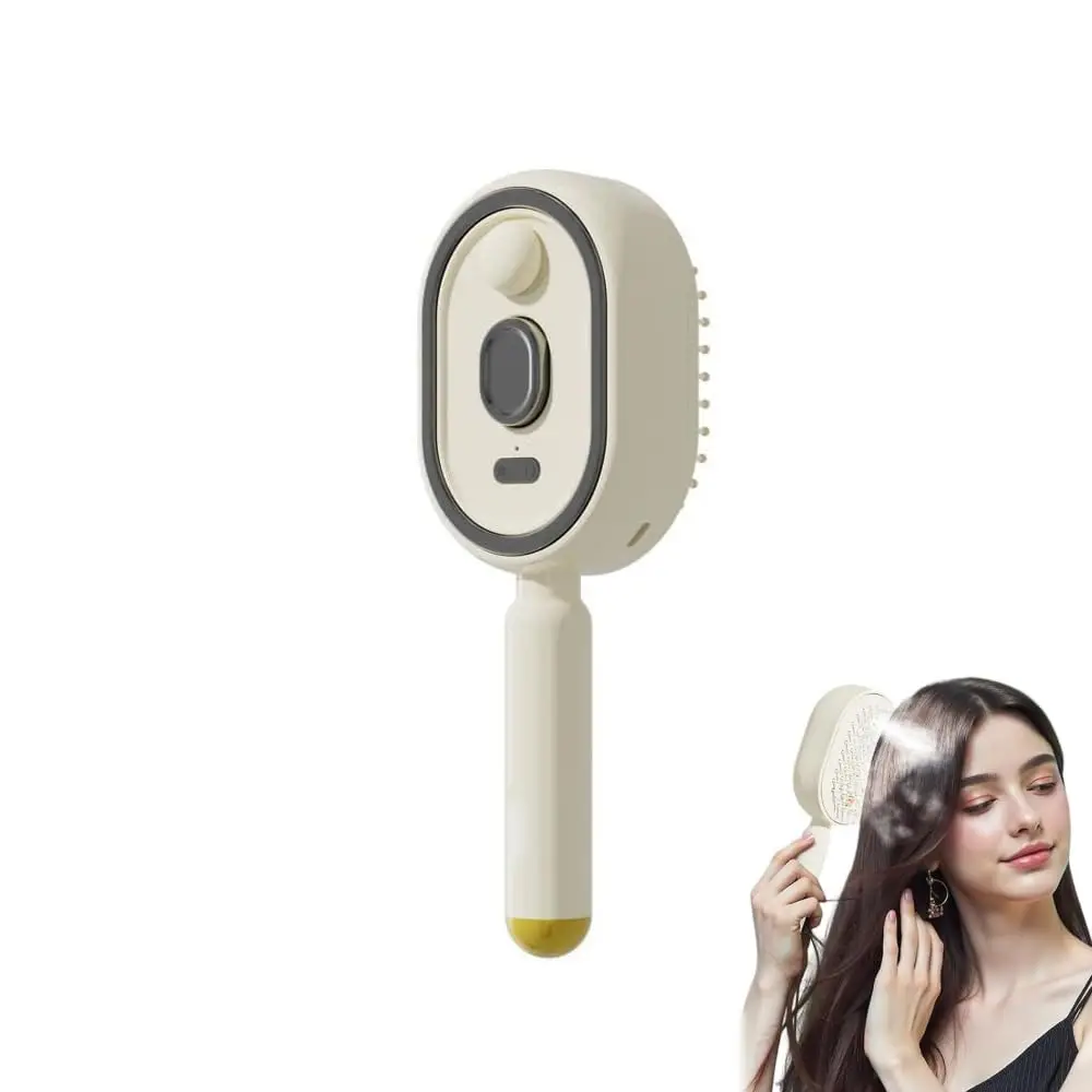 GJANSH Electric Spray Air Cushion Massage Comb 2026, Red Light Steam Hair Brush with Mist Spray, Portable Hair Steamer, USB Rechargeable, Detangler, Self-Cleaning