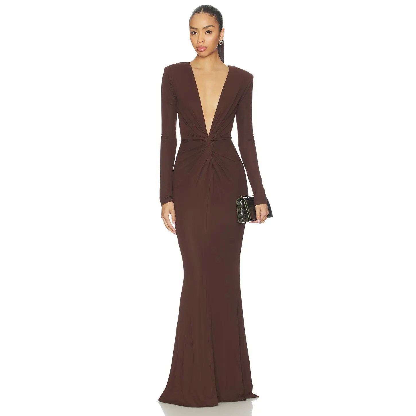 Michael Costello x REVOLVE Acqua Gown in Chocolate Brown