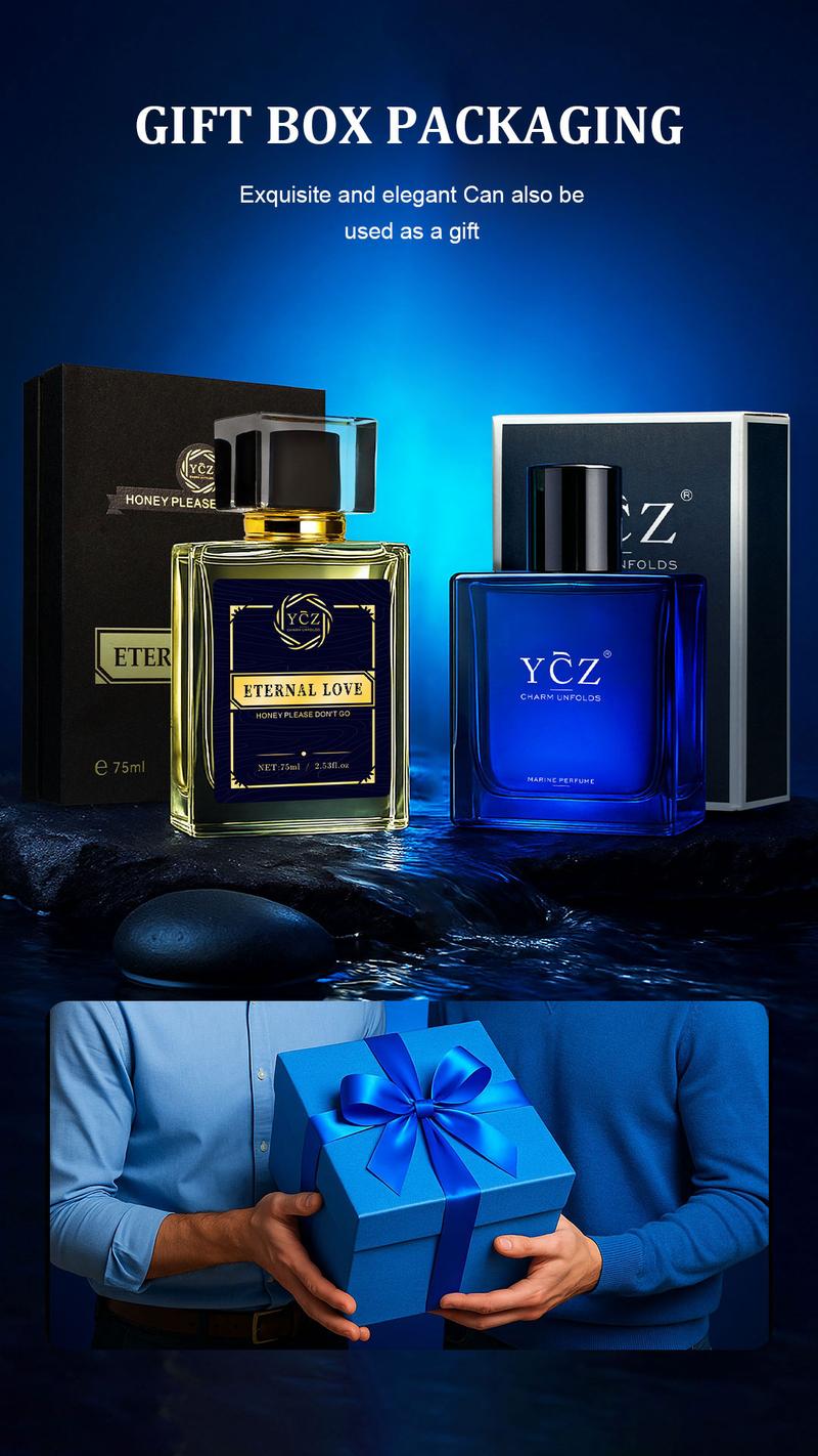 YCZ Men's Premium Cologne Set Eternal Love 75ml & Midnight Marine 50ml Aromatic Woody Scent Long-Effect EDP Unisex Fragrance for Clubbers Perfume Scented Perfume Oil Concentrated Perfume Pack