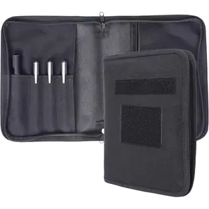 A5 Binder Cover, Large A5 Notebook Holder and Travelers Notebook Cover with Pouch, Book Cover for Police and Army, 7" x 9" OCP Book Cover with Zippered  Black (Cover Only)