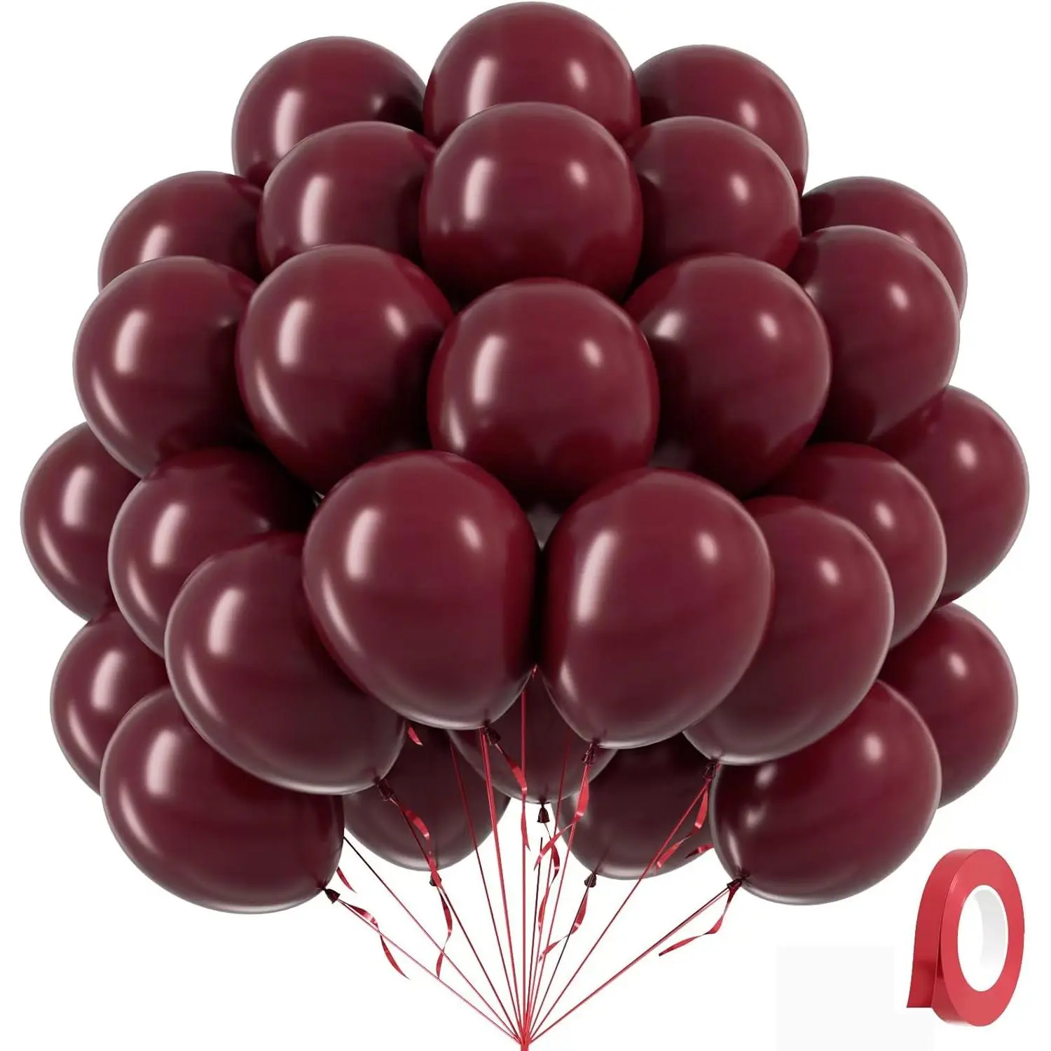 50-Pack 12-Inch Dark Red Burgundy Natural Latex Balloons - Balloon Garland Kit with Pump, Ribbon for Birthday, Party Decor (Home & Festive Supplies)
